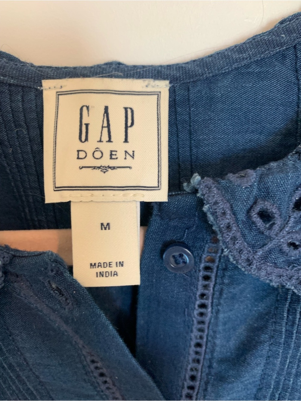 GAP Doen Dark Blue Eyelet Button-Up Blouse - Picture 3 of 7